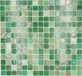 Carreau mosaïque en verre Goldensilk vert Carreaux muraux Carreaux de salle de bain Dos de douche MOS54-0504_f | 10 Tapis mosaïque