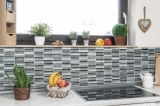 Carreau de mosaïque Translucide baguettes Mosaïque de verre Crystal Day argent MOS87-STDS_f | 10 Tapis de mosaïque