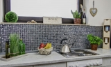 Carreau de mosaïque Translucide noir argent Mosaïque de verre Crystal EP noir argent MOS92-1099_f | 10 Tapis de mosaïque