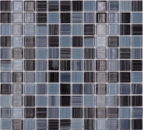 Carreau de mosaïque translucide noir barré blanc Mosaïque de verre Crystal noir barré blanc MOS64-0302_f | 10 Mosaïques en pâte