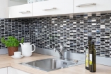 Carreaux de mosaïque Acier inoxydable noir Bâtons de mosaïque de verre Acier MOS87-0301_f