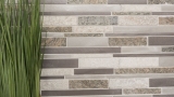 Mosaïque Carreau Quartzite Pierre naturelle Aluminium argent gris beige clair composite Carrelage MOS49-XSA535_f