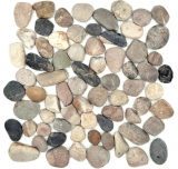 Mosaïque galet de rivière galet de pierre noir galet bombé beige gris noir MOS30-1204_f