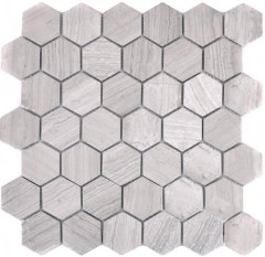 Mosaïque Marbre Pierre naturelle Hexagone Marbre gris rayé MOS44-1205_f
