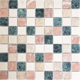 Mosaïque Marbre Pierre naturelle crème beige rouge vert Random MOS42-1204_f