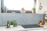 Carreau de mosaïque Translucide bleu noir Mosaïque de verre Crystal Resin optique bleu noir argenté MOS83-CB07_f