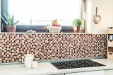 Carreau de mosaïque Translucide beige rouge Mosaïque de verre Crystal Resin optique beige rouge MOS83-CMCB25_f